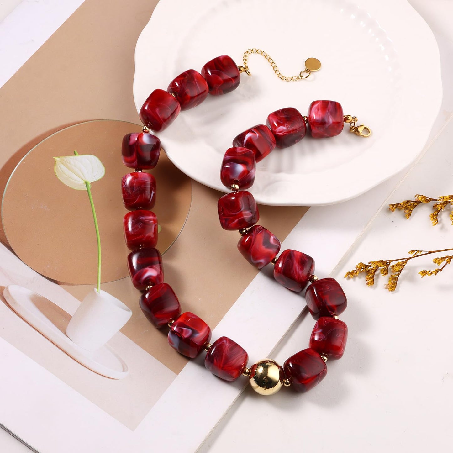 joymiao Resin Chunky Beaded Necklace for Women Chunky Beaded Necklace Colorful Bead Necklaces Beach Summer Handmade Jewelry Gifts