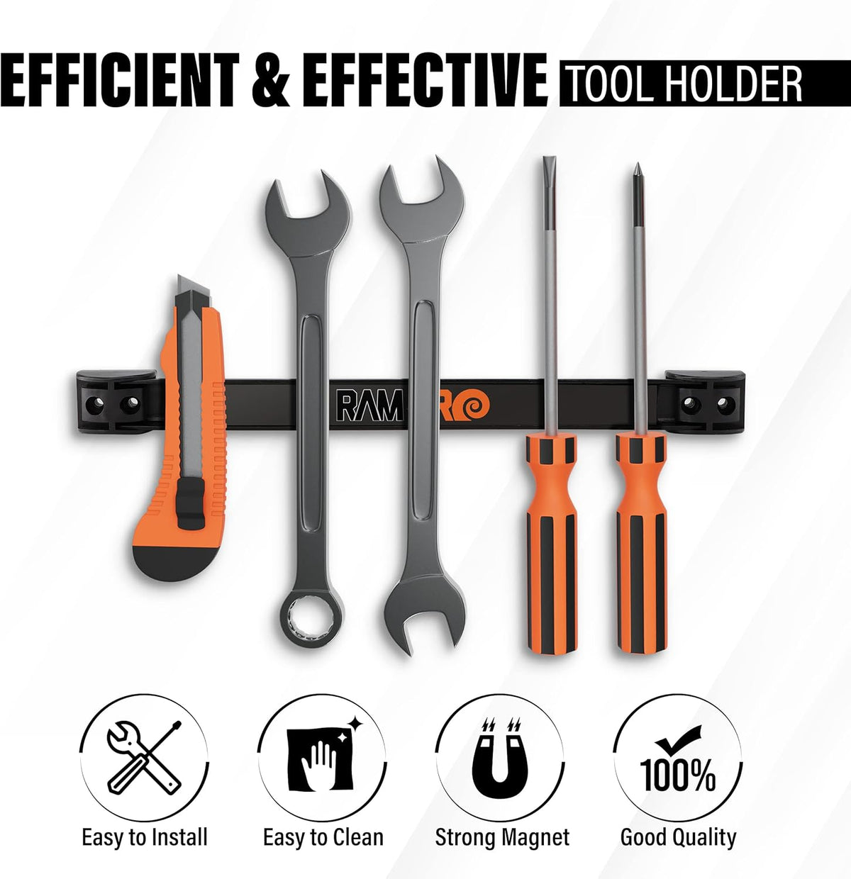 12" Magnetic Tool Holder Strip - A Tool Magnet Bar for Garage Organization, Shop Organization, and Workbench Accessories, Best Father's Day Gift, Easy To Install in Workshop, Mounting Screws Included.