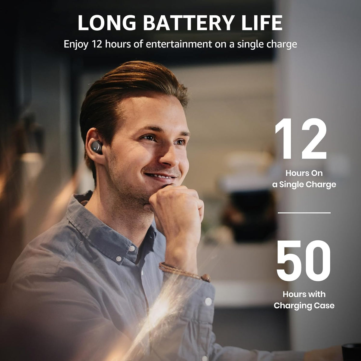 TOZO T6 Wireless Earbuds, Bluetooth 5.3 Ear Buds, Stereo Sound in Ear Headphones, 50 Hours Playtime, Wireless Charging Case, APP Customizable EQs, IPX8 Waterproof Earphones