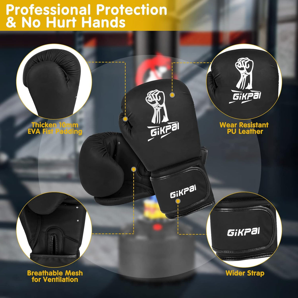 GIKPAL Freestanding Punching Bag with Boxing Gloves, Heavy Boxing Bag with Stand for Adult, Kickboxing Bag for MMA Martial Arts Boxing Traning