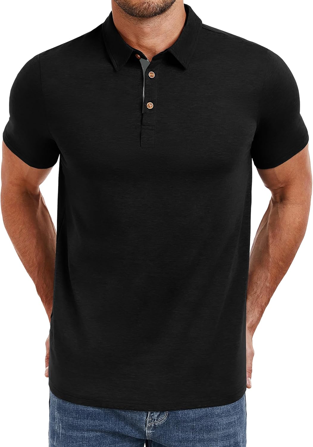 PEGENO Mens Polo Shirts Short Sleeve Casual Cotton Golf Shirts Performance Polo Shirts for Men