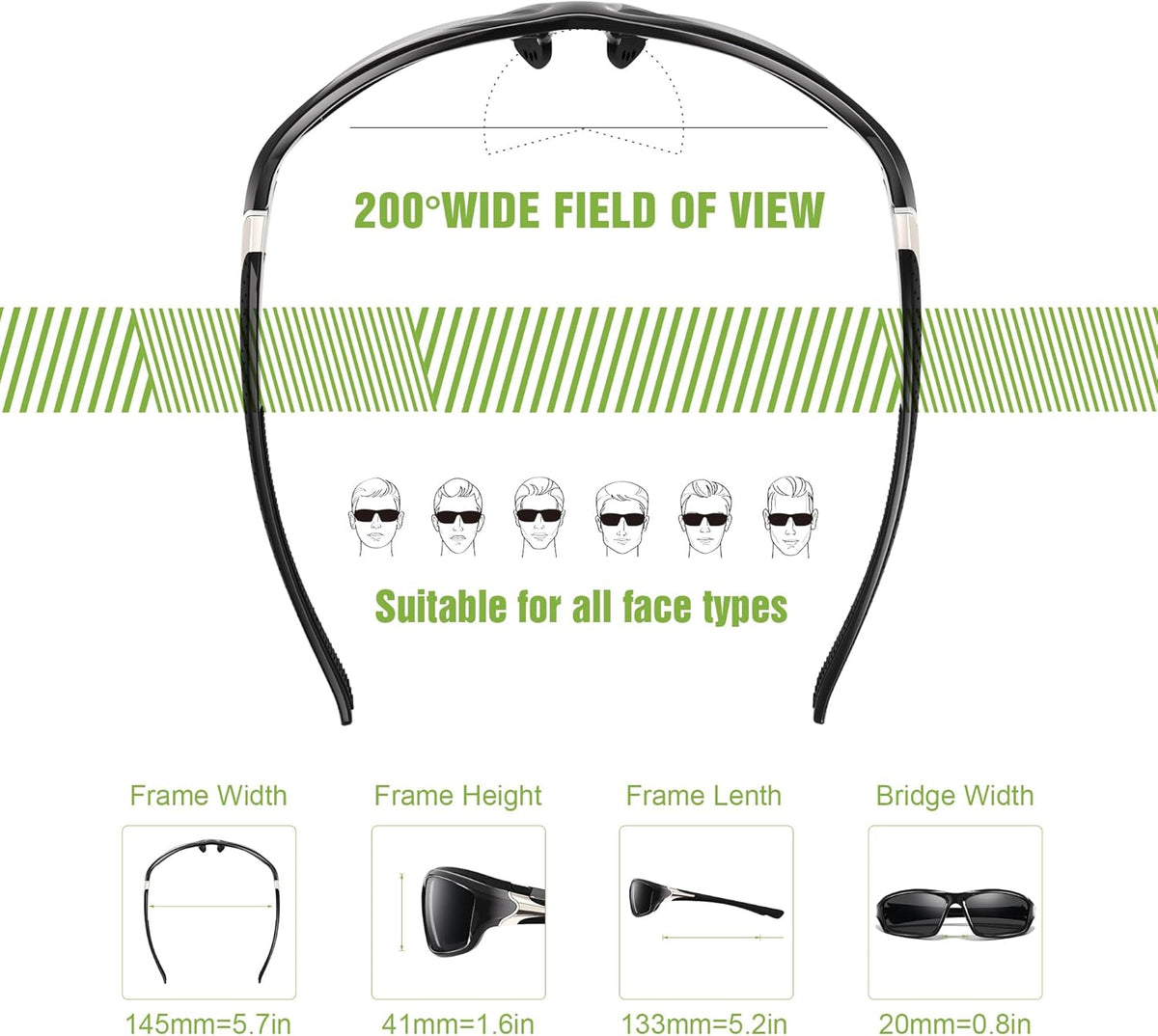3 Pack Polarized Sports Sunglasses for Men, Mens Sunglasses Wrap Around UV400 Protection for Cycling Fishing Driving