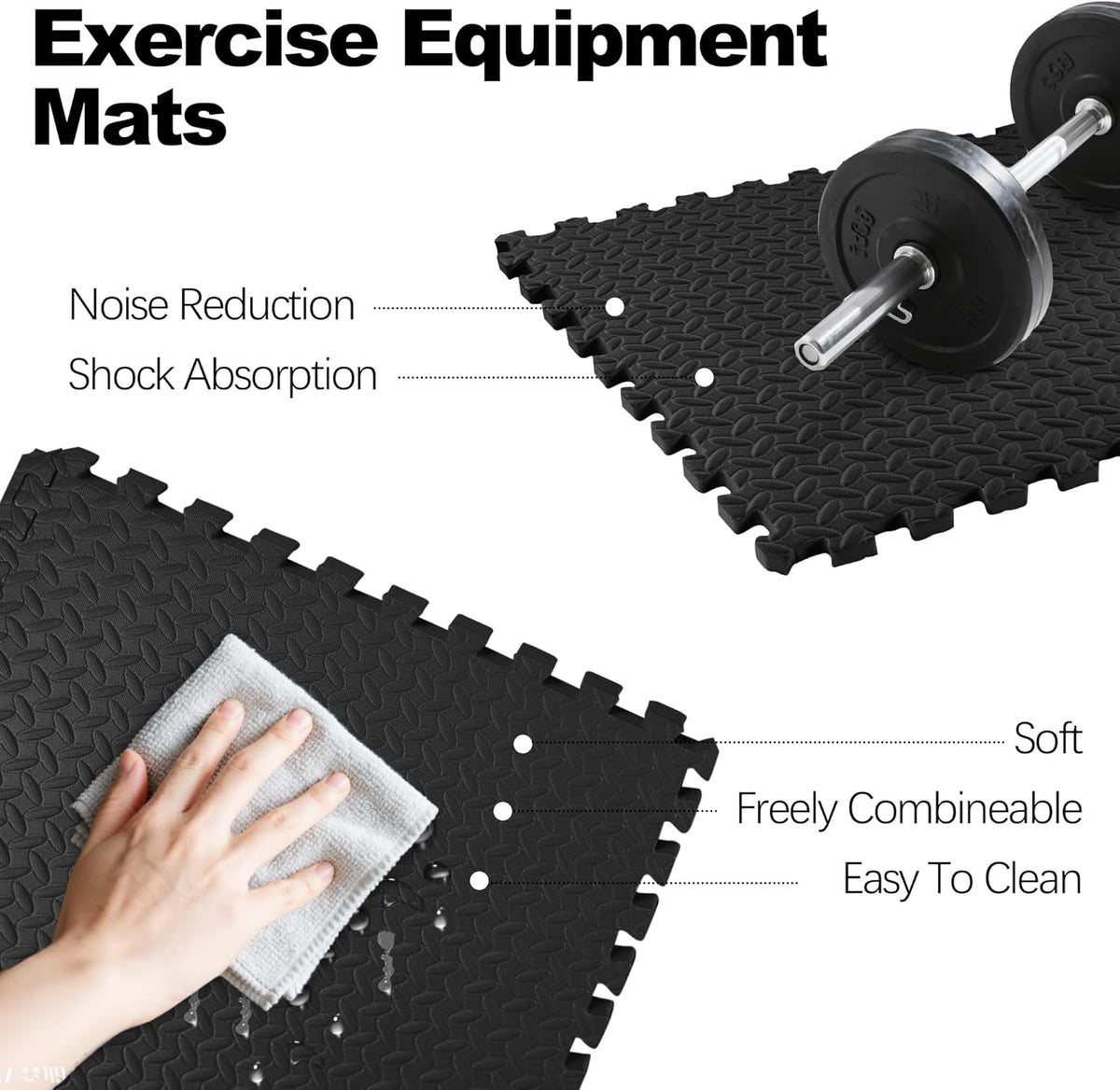 Puzzle Exercise Gym Flooring Mat, 3/4" Thick High-Density EVA Interlocking Tiles Workout Mat for Home Gym, Fitness Equipment, MMA, Gymnastics, 6-Piece Shock-Absorbing Exercise Mat (24 Sq Ft)