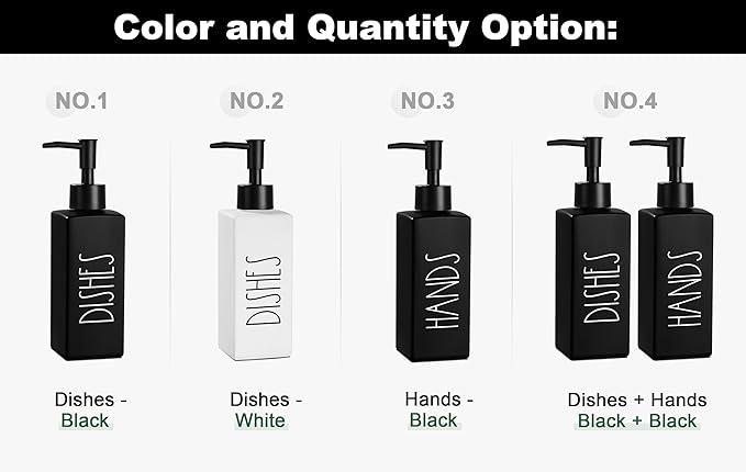 Hand Soap Dispenser, Matte Black Soap Dispenser for Bathroom, Glass Hands Liquid Dispenser with Pump, Farmhouse Soap Bottle Dispenser, Refillable Soap Bottle for Bathroom Decor, 12.3fl oz