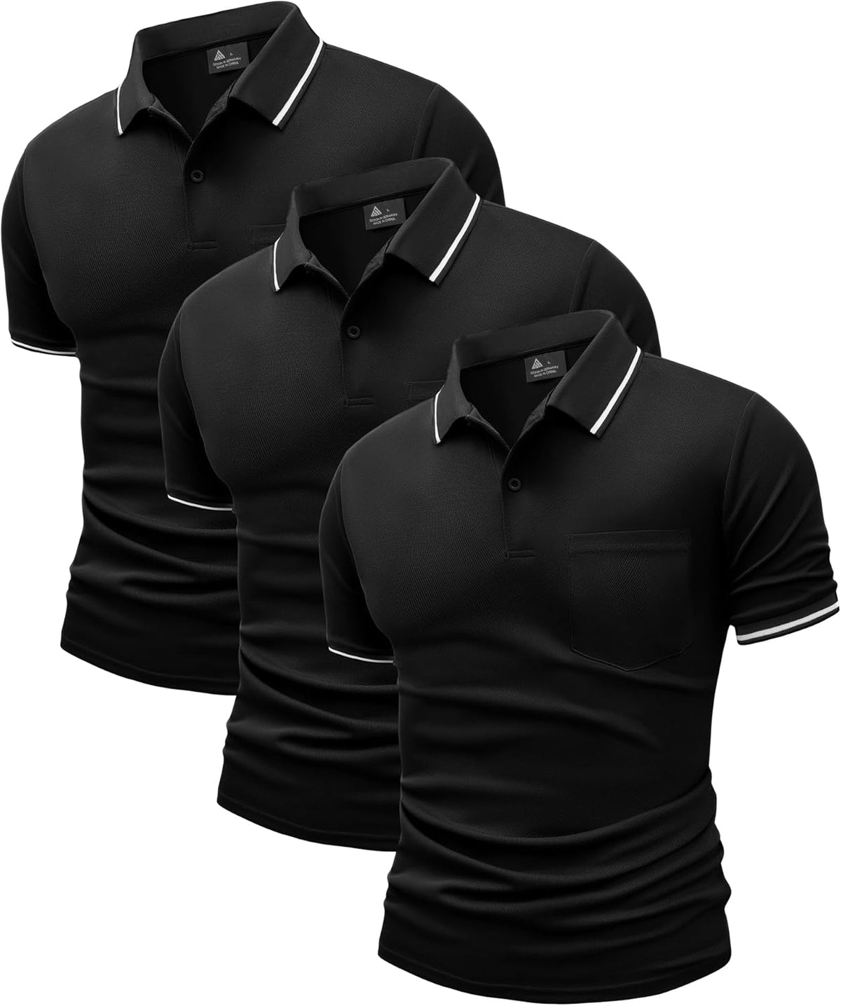 ZITY 3 Pack Men Polo Shirts Short Sleeve with Pocket Sport Wicking Shirts for Men Casual Athletic Collared T-Shirts