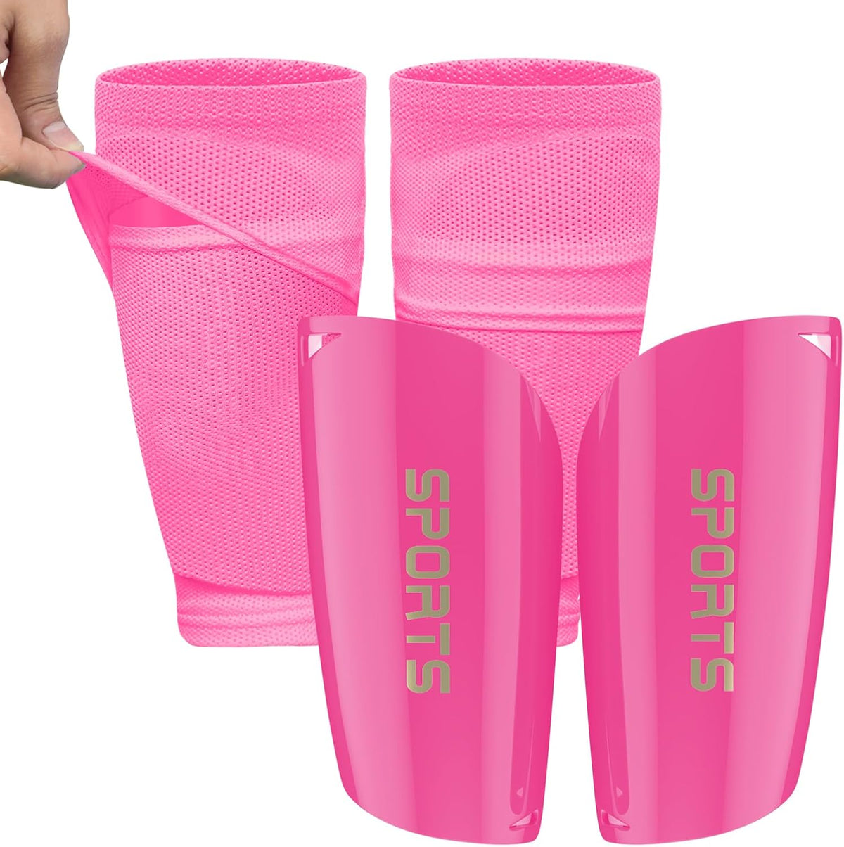 Kids Youth Soccer Shin Guards with Sleeves, Slip in Shinguards Soccer Shin Pads for 3-15 Years Old Boys Girls Child Teens