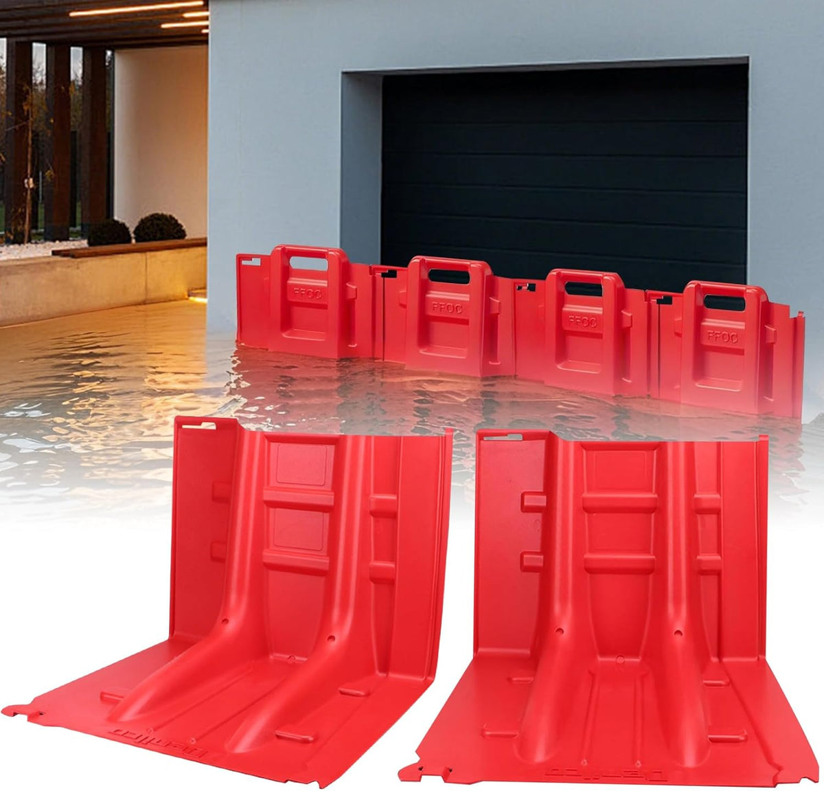 Flood Prevention Barrier, ABS L-Type Baffle Water Barrier Reusable, Door Flood Barriers for Home, Removable Combined for Garage Doors, Warehouses, Basements and School (15pcs)