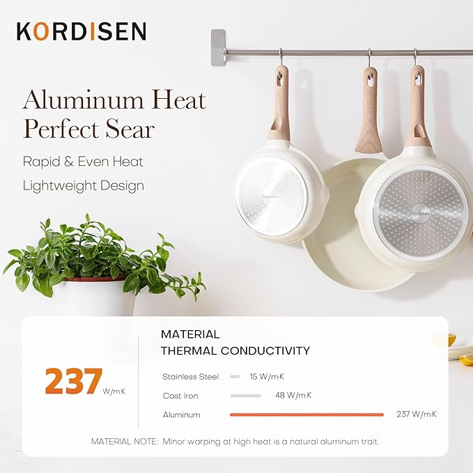 Kordisen Ceramic Non Stick Frying Pans Skillet, 9.5 Inch Ceramic Frying Pan Nonstick for Cooking Non Toxic, Healthy Induction Cookware, Heat Resistant Handle, PFOA & PFAS Free