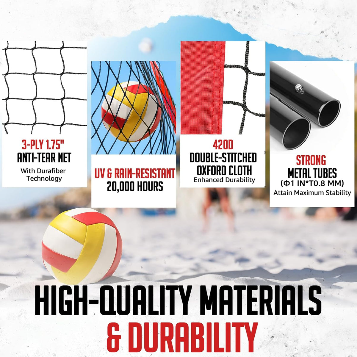 Volleyball Net, 12ft/20ft Training Set Height Adjustable, Portable Freestanding Practice for Hitting or Serving Drills, Pop up With Carry Bag for Backyard or Outdoor