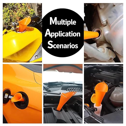 Oil Funnel 3-Pack, Multi Function Plastic Long Neck Oil Funnel - for All Automotive Oils Lubricants Engine Oils Water Diesel Fuel Kerosene