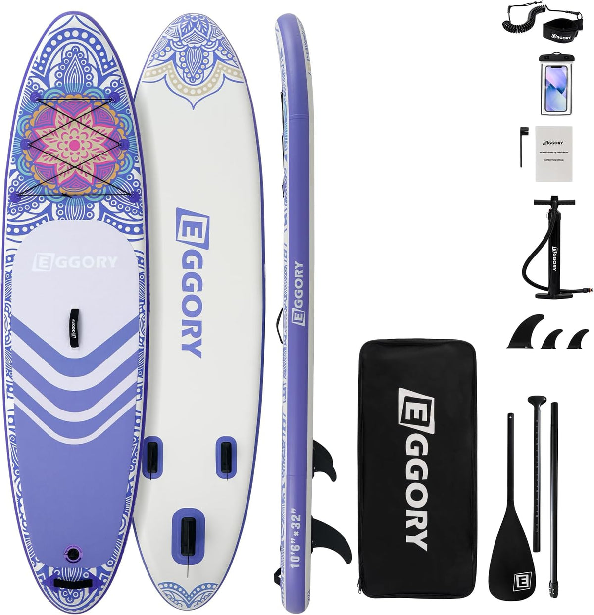 Inflatable Paddle Board,Stand Up Paddle Board Set, Extra Wide SUP Board with Removable Fin, Floating Paddle, Hand Pump, Waterproof Phone Pouch,Traveling Board