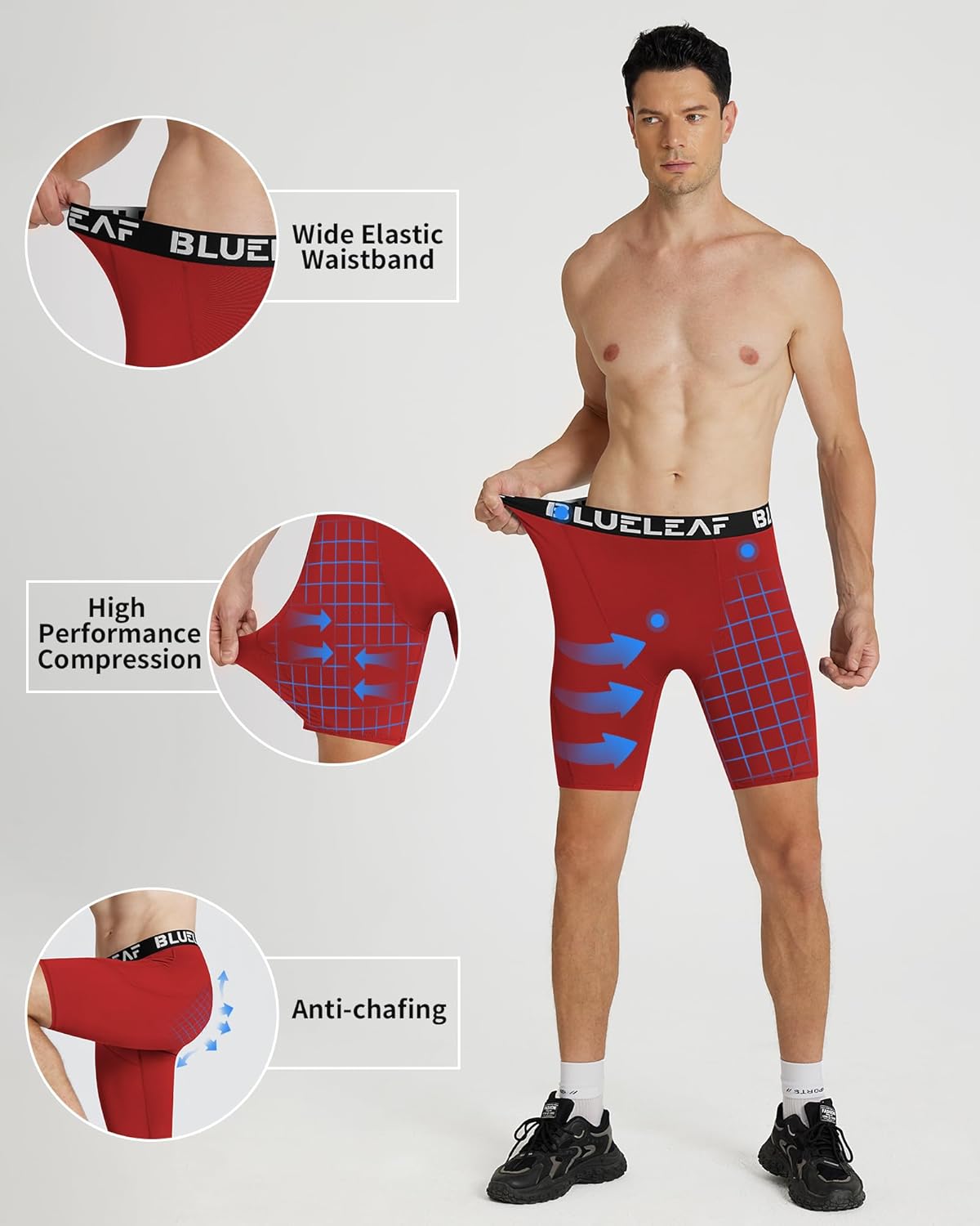 Blueleaf Men's Compression Shorts Sports Running Spandex Shorts Performance Athletic Workout Base Layer Underwear