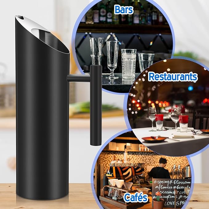 Funnymoom 3 Pack 53oz/1.5l Stainless Steel Water Pitcher Modern Metal Pitcher with Ice Guard Black Carafe Drink with Handle or Iced Hot Drink Tea Juice Coffee Beer