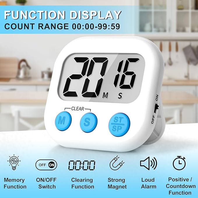 ZILLEEN Classroom Timer for Kids Teachers 2 Pack Digital Timers, Black & White