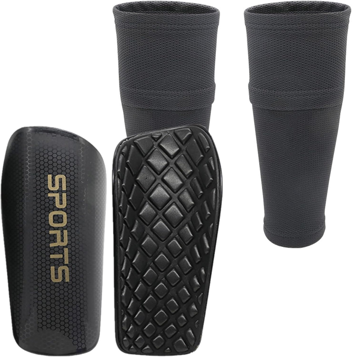Soccer Shin Guards for Kids Youth Adults - Shin Pads and Sleeves Set with Optimized Insert Pocket for Boys Girls Men Women for Football Games - Protective Soccer Equipment(3 in 1)