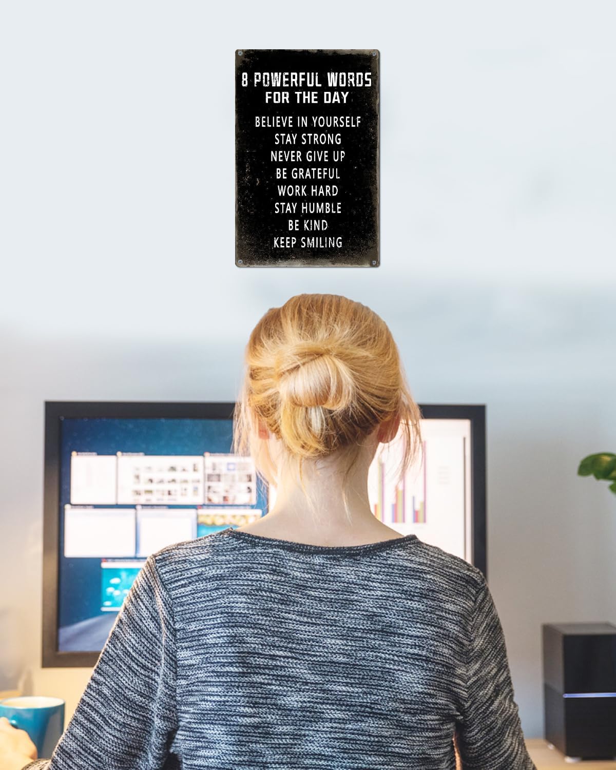 ALKB Inspirational Wall Art Metal Sign 8 x 12 Inch, Inspiring Positive Quotes Room Decor for Living Room Bedroom Classroom Gym, Motivational Wall Decor for Teen