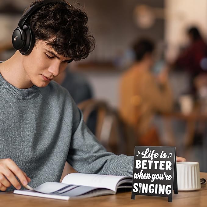 Life Is Better When You're Singing Music Desk Sign for Home Office Workspace Cute Music Decor Room Decorations Accessories for Women
