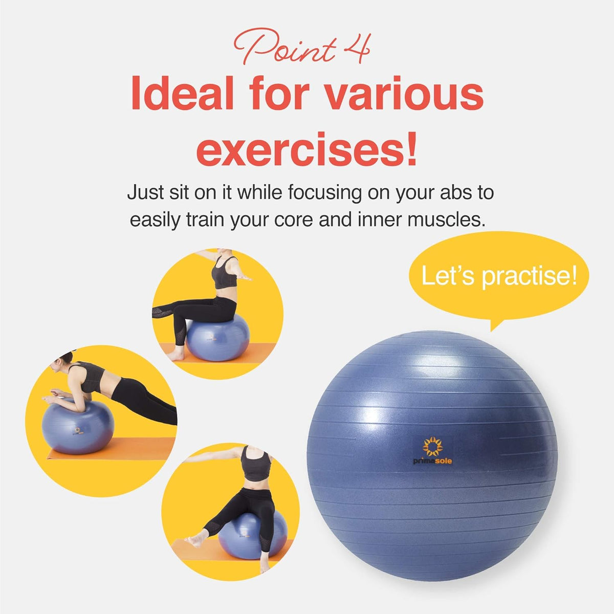 Exercise Ball for Balance Stability Fitness Workout Yoga Pilates at Home Office & Gym Birthing Ball for Pregnancy, Office Ball Chair