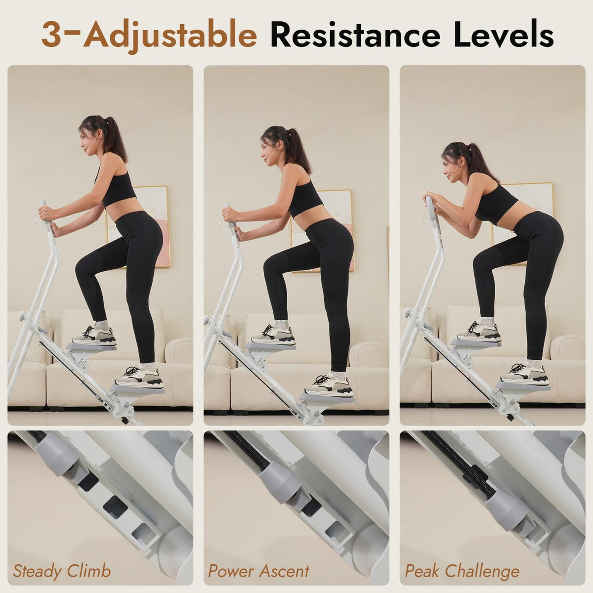 Stair Stepper with Adjustable Resistance - Stair Climber for Home Gym, Folding Cardio Machine with Extended Step Range, Adjustable Handlebar & Pedals, Tablet Holder by MACYO