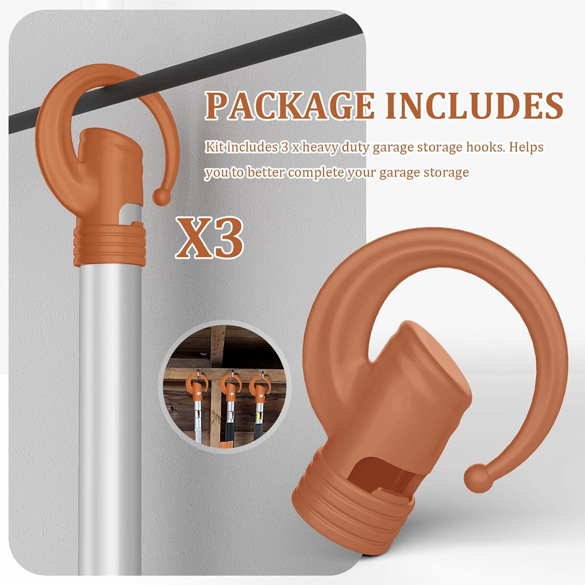 3 Pack Heavy Duty Garage Storage Hooks Shed Hooks Compatible with Stihl Kombi Attachments, Power Tool Holder Organizer Hangers for Grass Trimmer, Hedge Trimmer, Garage Wall, Garage Trimmer