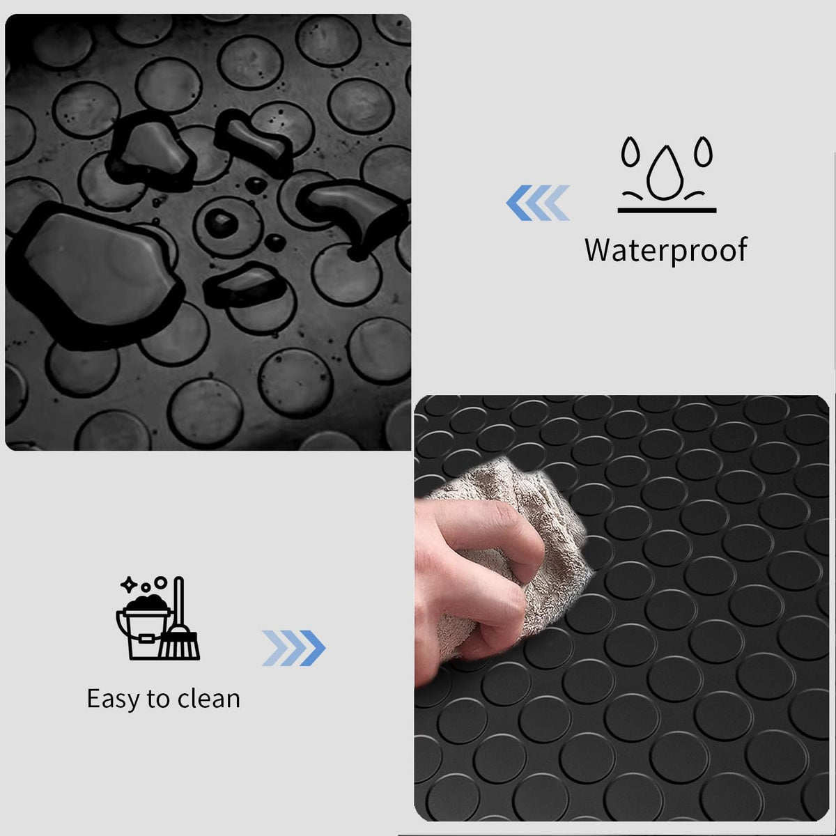 Premium Garage Floor Mat, Commercial Grade Heavy Duty Parking Mat for Garage Floor, Golf Cart Parking, Water/Stain Resistant Floor Runner (Black Coin, 4 x 13 Feet)