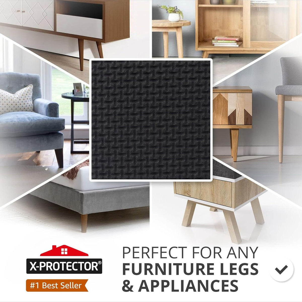 X-PROTECTOR Non Slip Furniture Pads – 24 pcs Premium Furniture Grippers 2"! Best SelfAdhesive Rubber Feet Furniture Feet – Ideal Non Skid Furniture Pad Floor Protectors – Keep Furniture in Place!