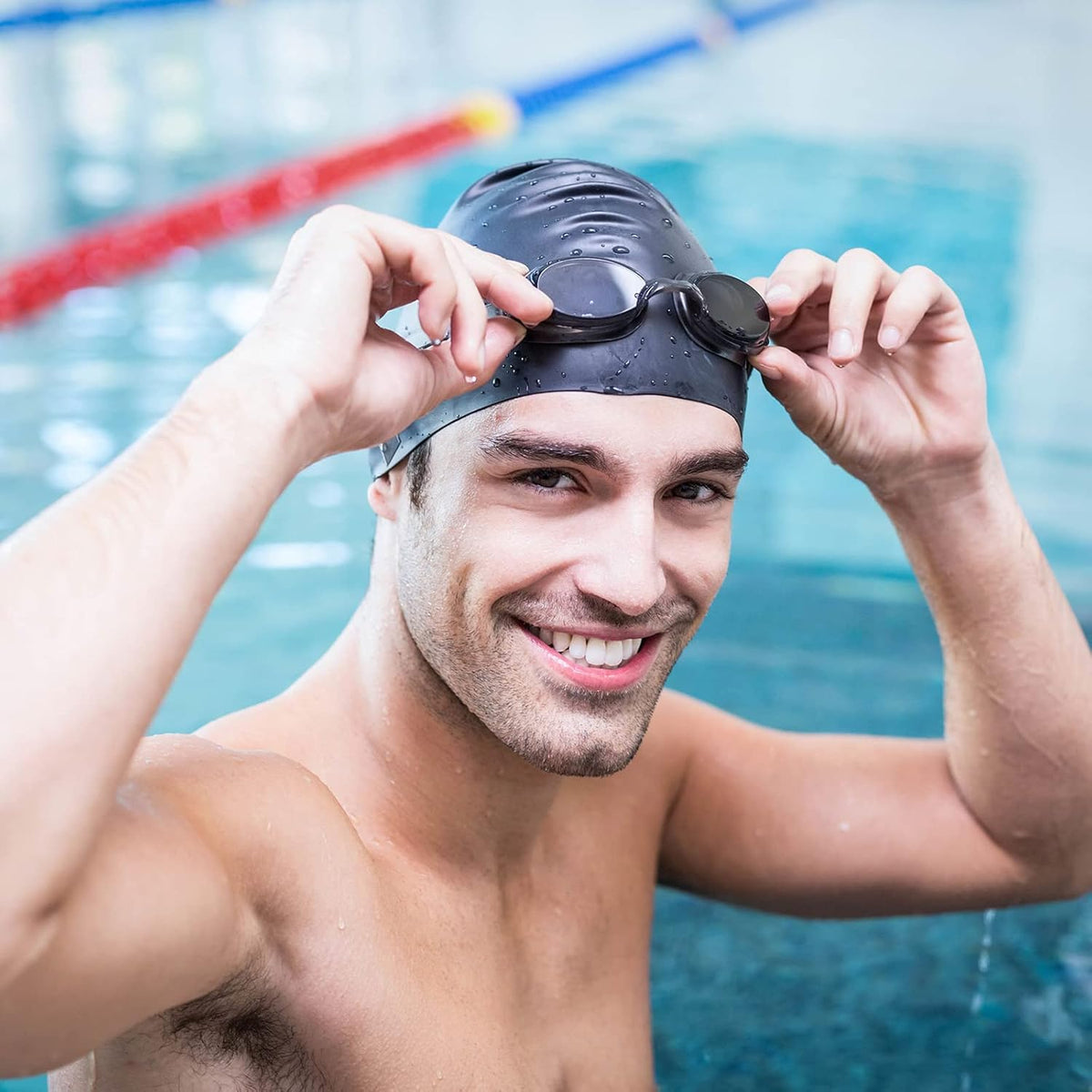Syhood 6 Pieces Unisex Adult Silicone Swim Cap Waterproof Swimming Hat Non Slip Pool Hat Elastic Silicone Cap for Long and Short Hair