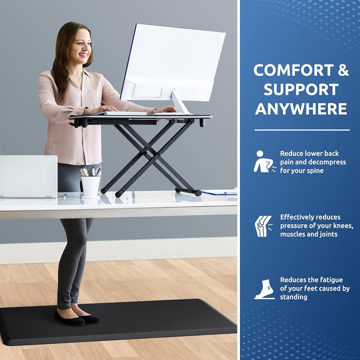 KitchenClouds Cushioned Anti Fatigue Kitchen Rug, 17.3"x39", Waterproof Non Slip, Standing Desk Mat, Comfort Floor Mat for Kitchen, House Sink, Office (Black)
