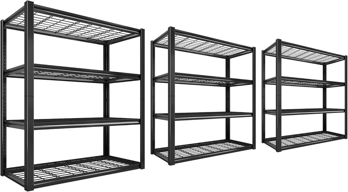 REIBII 40" W Garage Shelving 2240 LBS Storage Shelves Adjustable Heavy Duty Shelving 4 Tier Metal Shelves for Storage 59.5"H Metal Shelf for Pantry Basement Warehouse 40"W × 19.5"D × 59.5"H, 3 Pack
