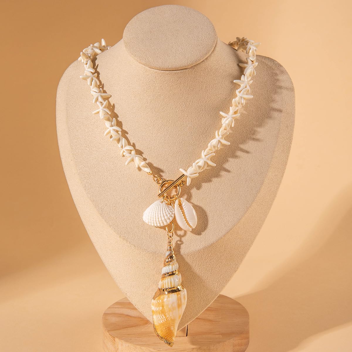 LKingel Gold Starfish Necklaces for Women Beaded Mermaids Starfish Shell Pearl Choker Pendant Necklaces Chunky Beach Necklace Mermaid Charm Necklace Summer Beach Jewelry for Women White2