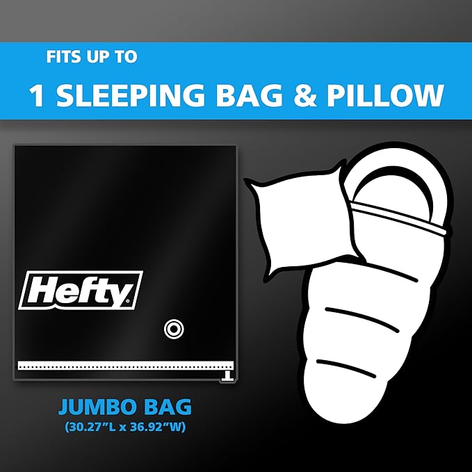 Hefty 3 Pack Vacuum Bags for Bedding, Large Vacuum Seal Storage Bags (30x36 Inch) Space Saving for Clothes, Pillows, Comforter Storage, Pump Included (3 Jumbo Bags Black)