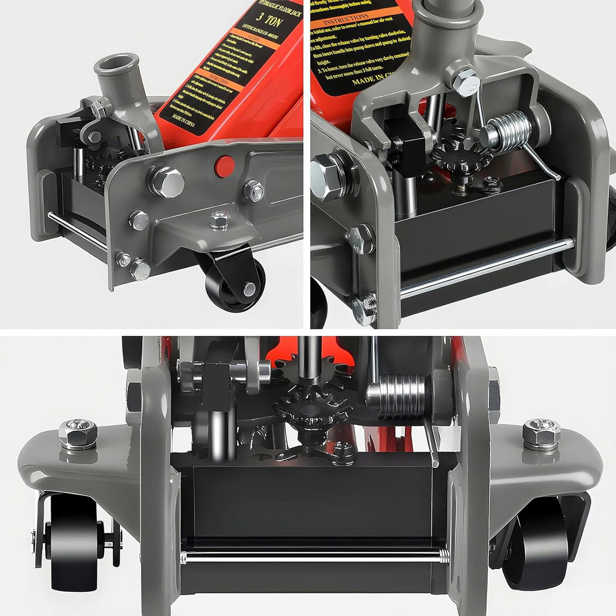 3 Ton Floor Jack,6600 LBS Heavy Duty Hydraulic Floor Jack,Lift Range:5.31'' -18.11'', Carbon Steel with Wheels for Cars,Suitable for Home,Garage and Repair Shops,Red