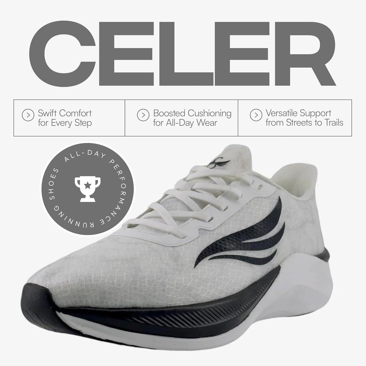 Swift Running Celer Men's Lightweight Running Shoes Comfortable Sneakers for Walking, Daily Runs, and All-Day Wear