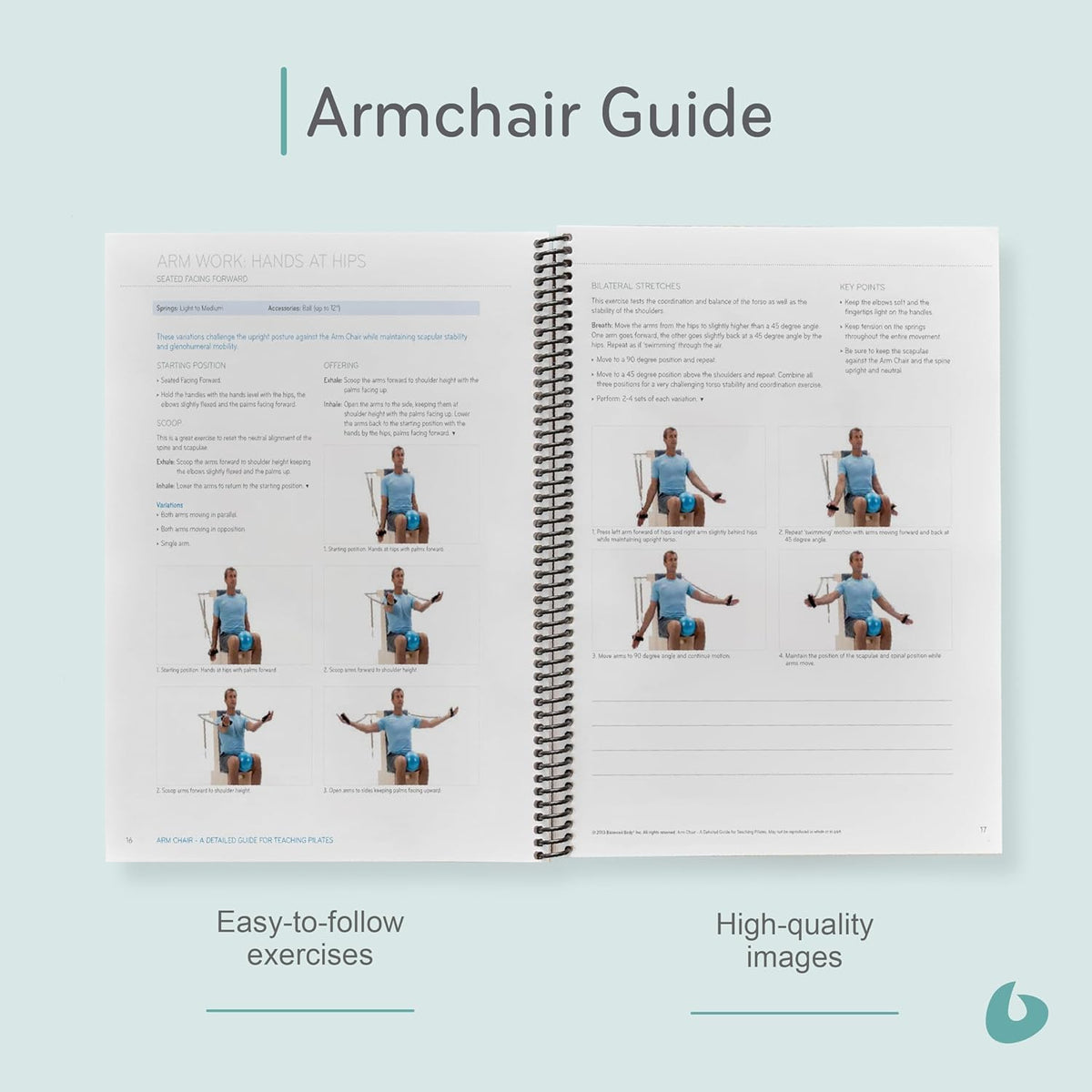 Balanced Body Arm Chair Guide, Pilates Arm Chair Guide for Workout Equipment, for Home Gym or Studio Use