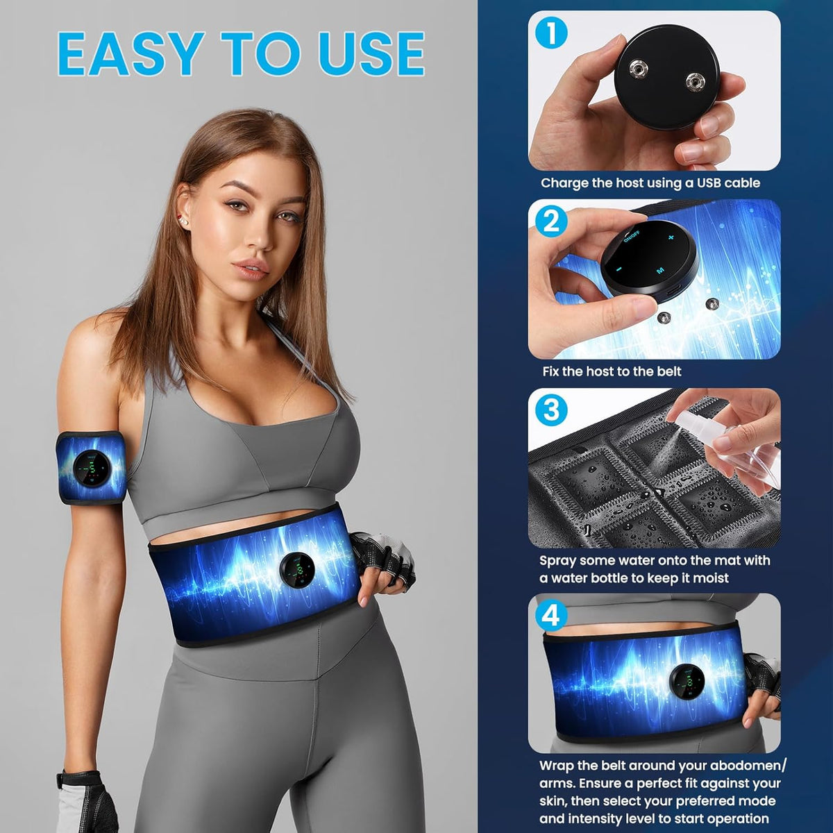 ABS Stimulator, Muscle Machine Workout Equipment, Ab Toning Belt Muscle Toner Fitness Training for Abdomen/Arm/Leg, Ab Trainer for Home Body Shape