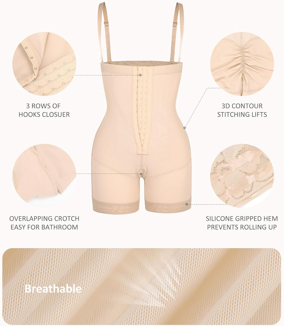FeelinGirl Faja Body Shaper Tummy Control Shapewear for Women Butt Lifter Post Surgery Fajas Postparto Para Mujer