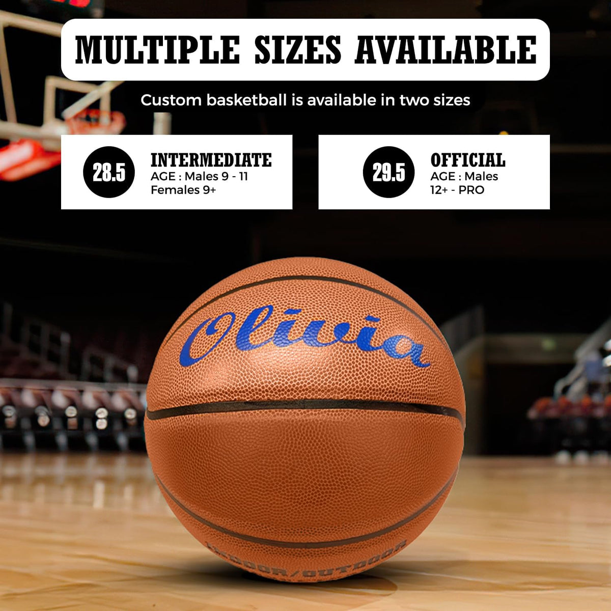 HAMMET Personalized Basketball – Customized Basketball with Your Name or Text – Multiple Colors, Fonts & Designs Available – Durable for Indoor and Outdoor - Ideal Gift for Son, Daughter, Boy or Girl