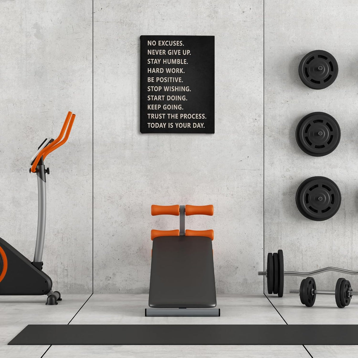 Inspirational Wall Art, Home Gym Decor, Motivational Gym Workout Room Decor, No Excuses Never Give Up, Workout Posters Art Painting Print for Home Gym Exercise Fitness Room Office, 11x14 inch