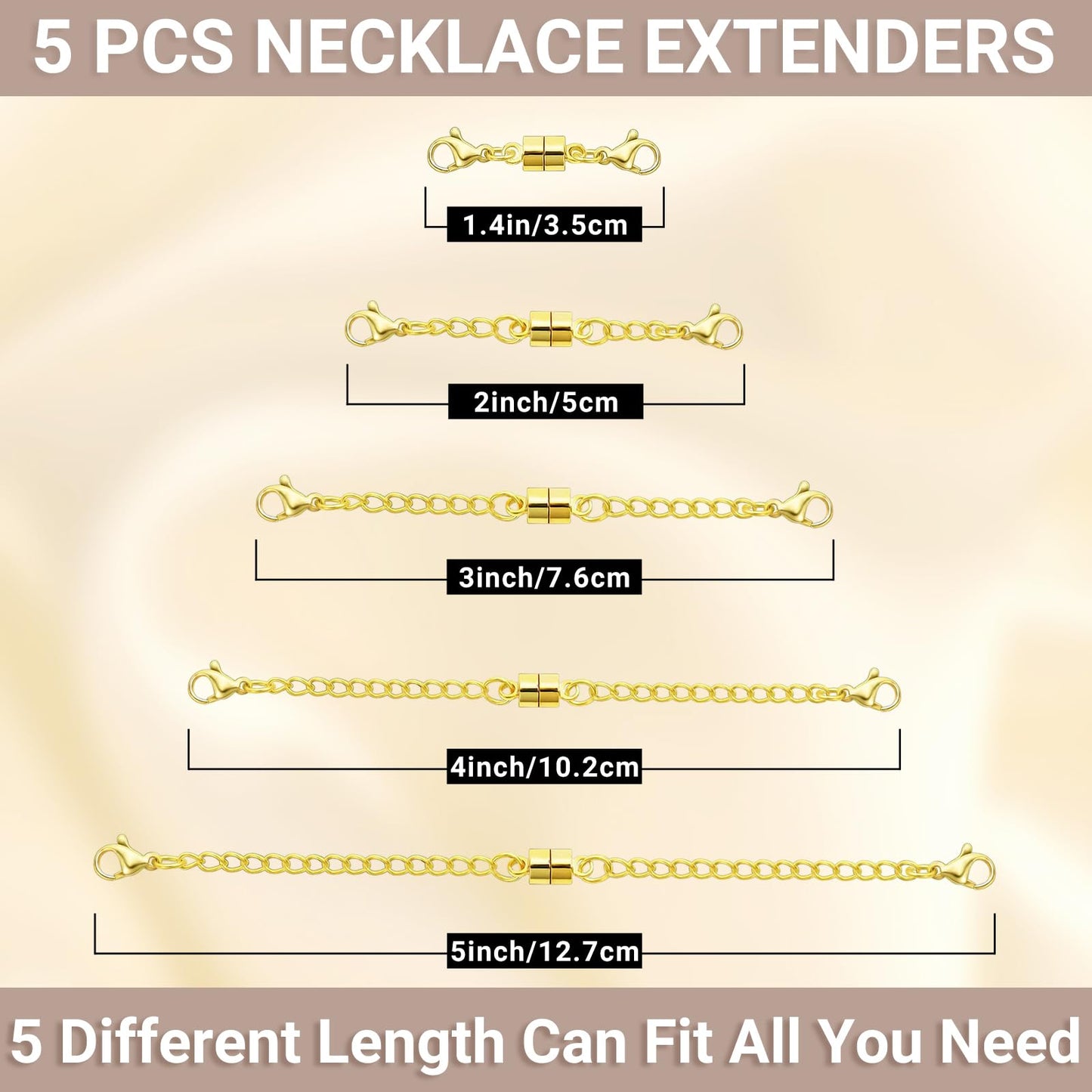 MKCYD Necklace Extender with Magnetic Clasps, Gold Magnetic Necklace Clasps and Closures with Necklace Extenders for Women