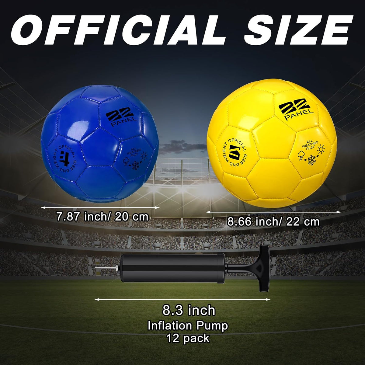 12 Pack Operation Christmas Bulk Items Soccer Ball with Pump Needles, Official Size 3/4/5 Soccer Ball Deflated Gift for Christian Charity Donation Training Practice