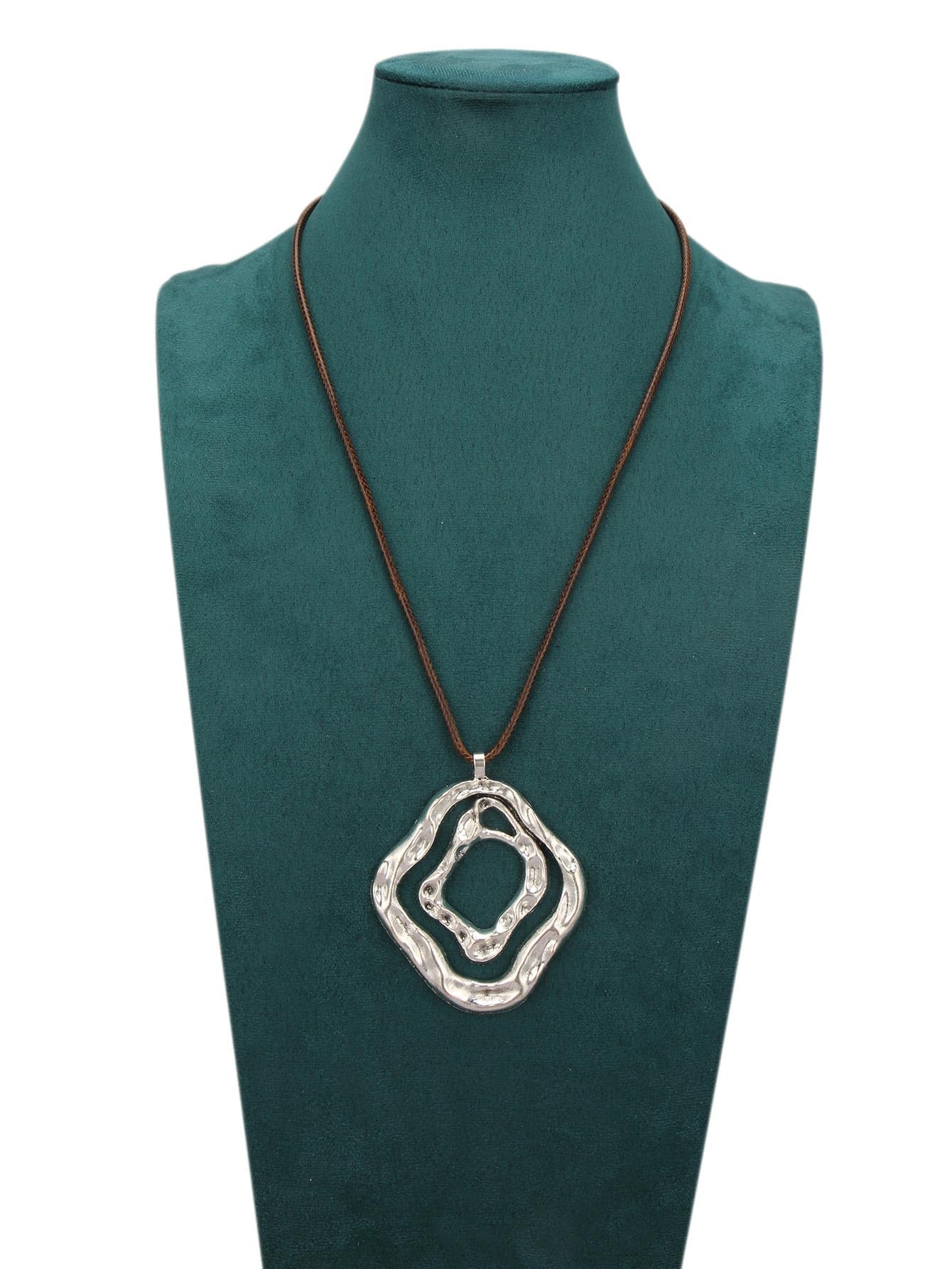 joymiao Long Boho Necklace for Women Vintage Chunky Statement Pendant Necklace with Silver Pendant Hippie Bohemian Jewelry