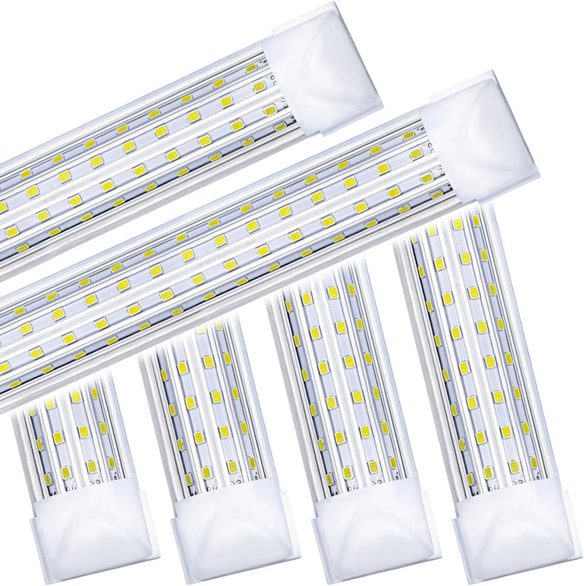 (6- Pack) 4FT LED Shop Light, 65W 5000K Daylight White 7500LM Super Bright T8 Integrated Fixture U-Shape 4 Rows Linkable Tube Lights for Garage Warehouse Workshop Basement Plug and Play