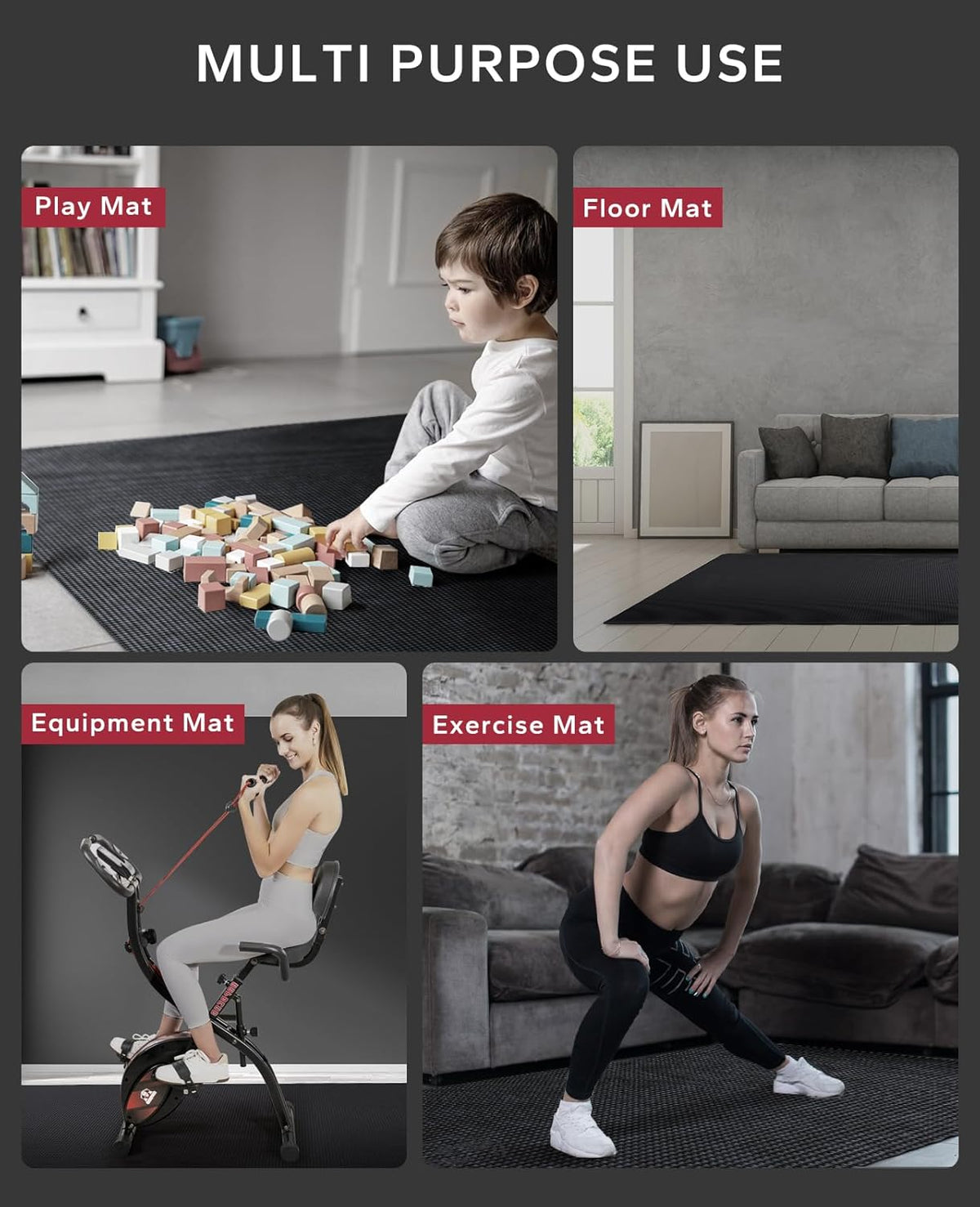 HAPBEAR Extra Large Exercise Mat-7'x5'/6'x8'/6'x9'/6'x10'/6'x12'x8mm(1/3 inch),Non-Slip, Ultra Durable, Thick Workout Mats for Home Gym Flooring Cardio, Yoga Mats for Fitness, High-Density Exercise Mat, Shoes-Friendly