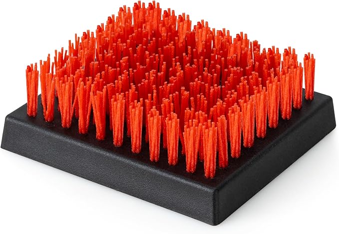BBQ Replaceable Scraper Cleaning Head,Safe Nylon Bristles Barbecue Triple Scrubbers Cleaning Brush for Cast Iron Grates/ ((Only Red-Replacement Head No Grill Brush)