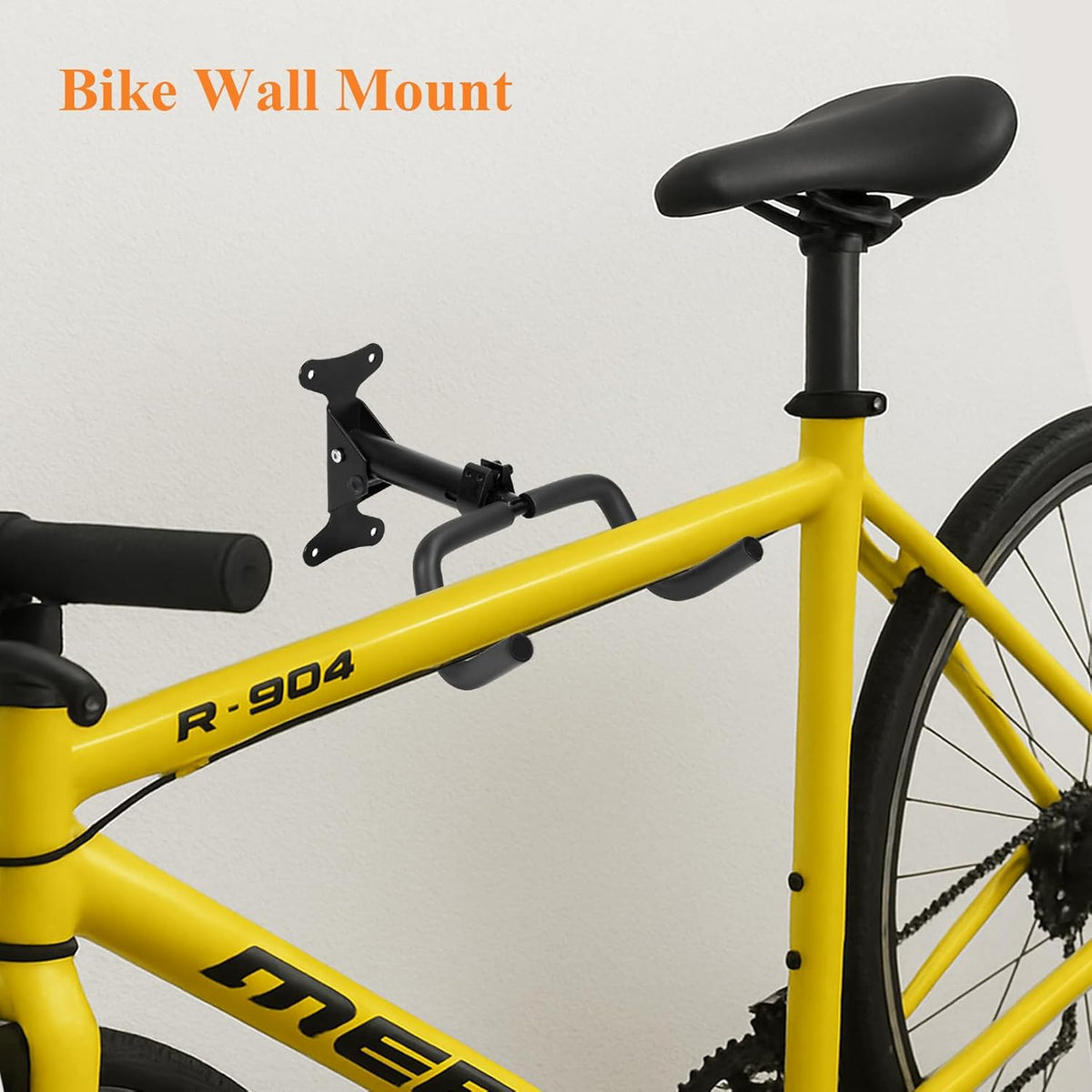 Bike Wall Mount Heavy Duty Steel Bicycle Rack 360°Swivel Adjustable Bike Hanger Space-Saving Foldable Bike Hook Soft Padding Bike Holder Fits City Bikes Mountain Bikes Road Bikes