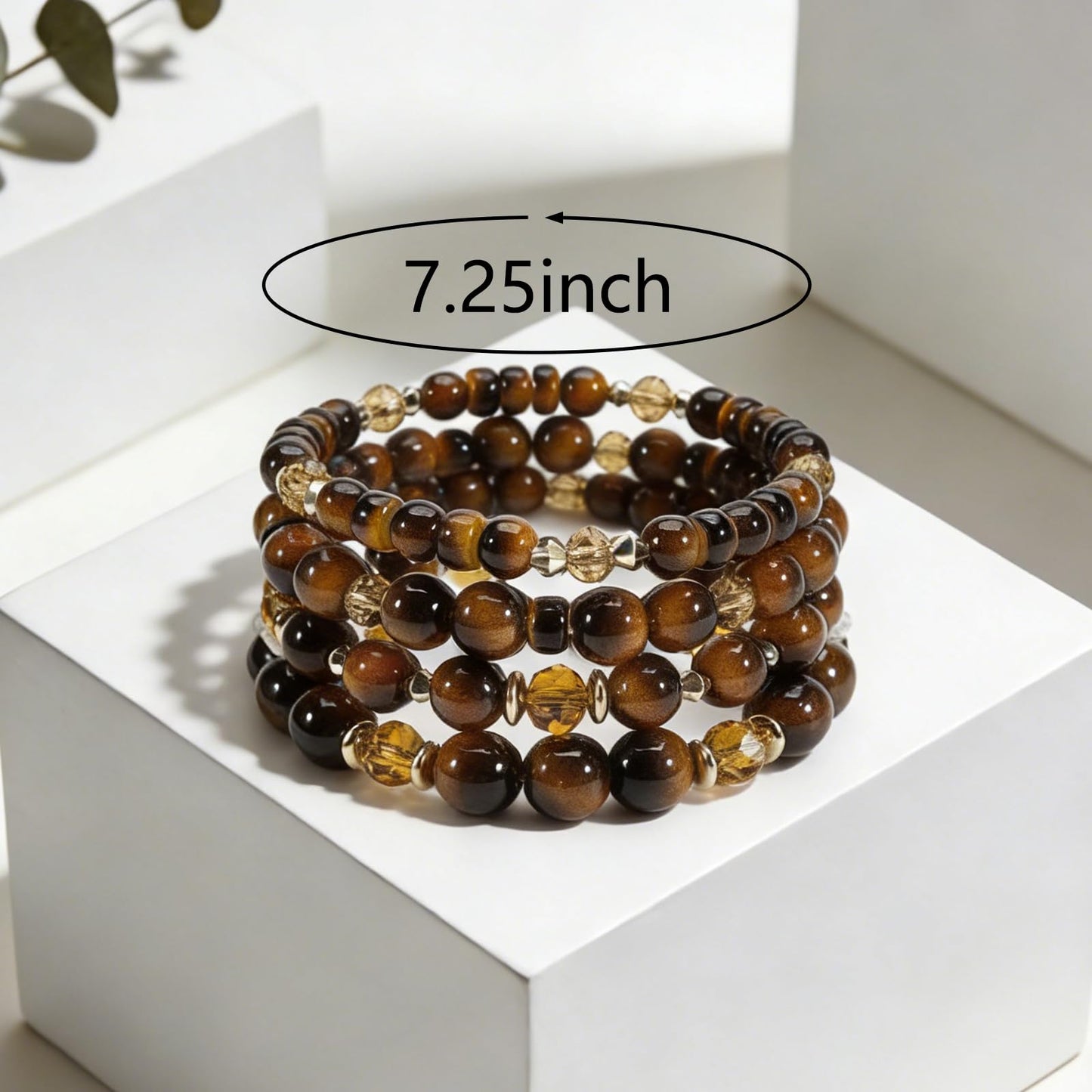 Briutn Tigers Eye Bracelet for Women Men Handmade Stackable Bracelet Adjustable Stretch Jewelry Gifts