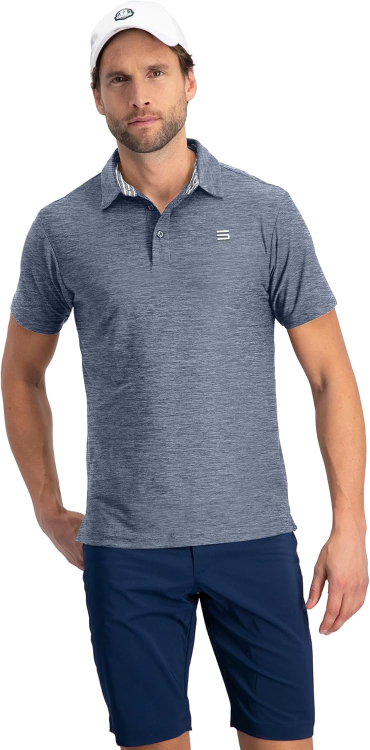 Three Sixty Six Golf Shirts for Men - Dry Fit Short-Sleeve Polo, Athletic Casual Collared T-Shirt