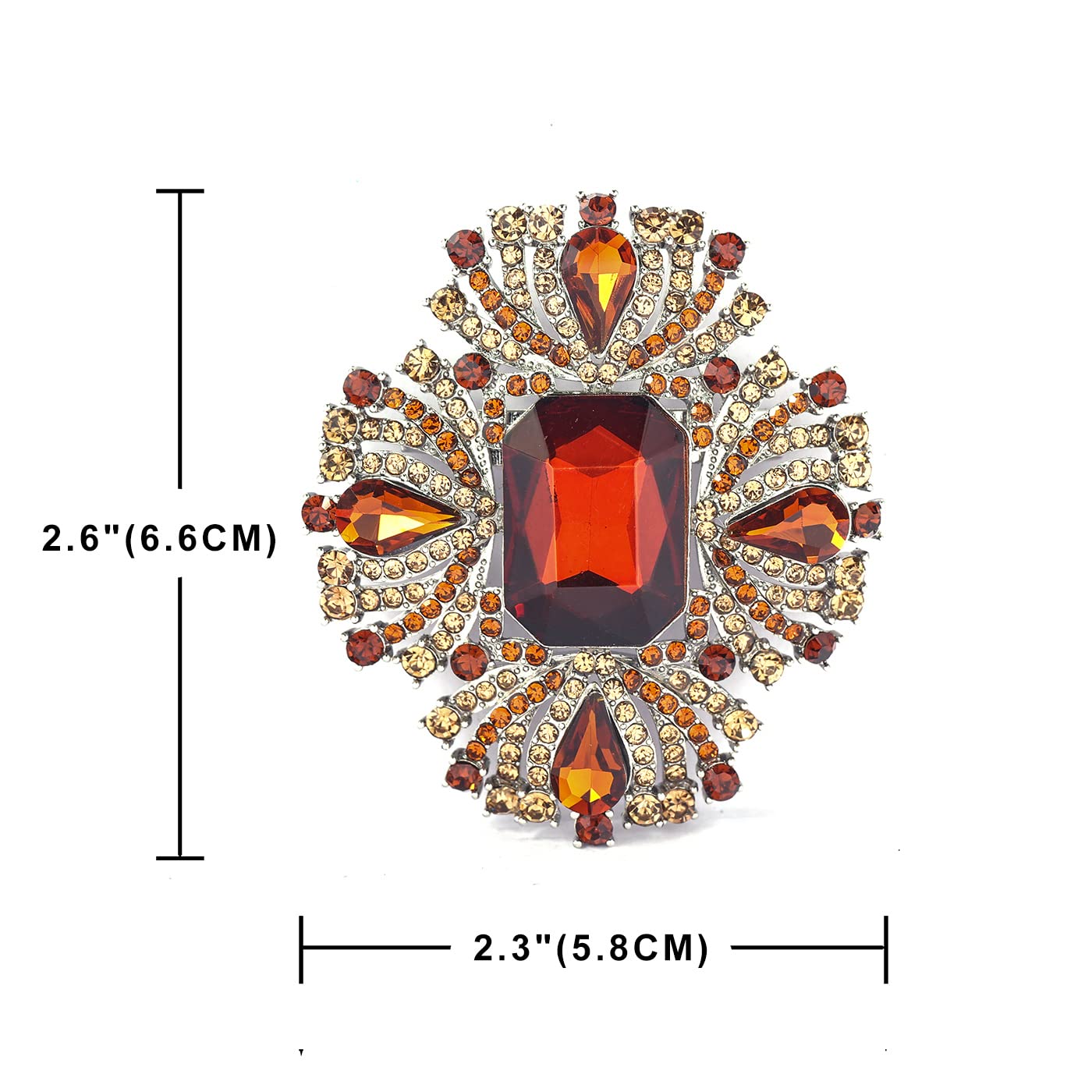 YOQUCOL Vintage Brown Austrian Crystal Rhinestone Cross Flowers Shaped Brooch Pin Elegant Jewelry For Women
