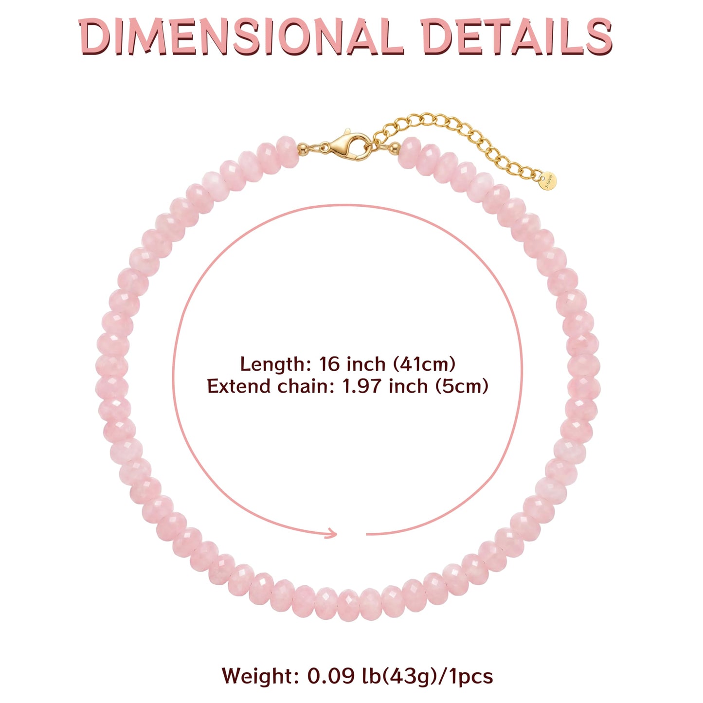 Badu Pink Gemstone Beaded Necklace for Women Natural Stone Bead Beach Choker Necklace Fashion Trendy Jewelry Gifts