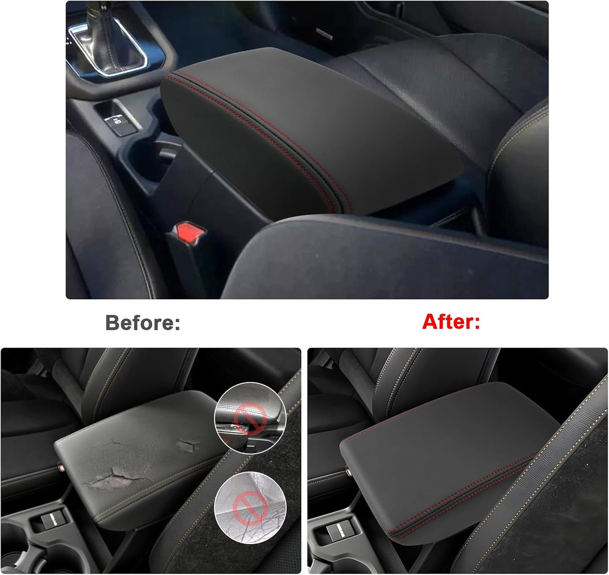 SXCY for 2025 Forester Armrest Cover for Forester 2025 Accessories 2025 Forester Center Console Cover 2025 Forester Middle Console Cover (Red Line)